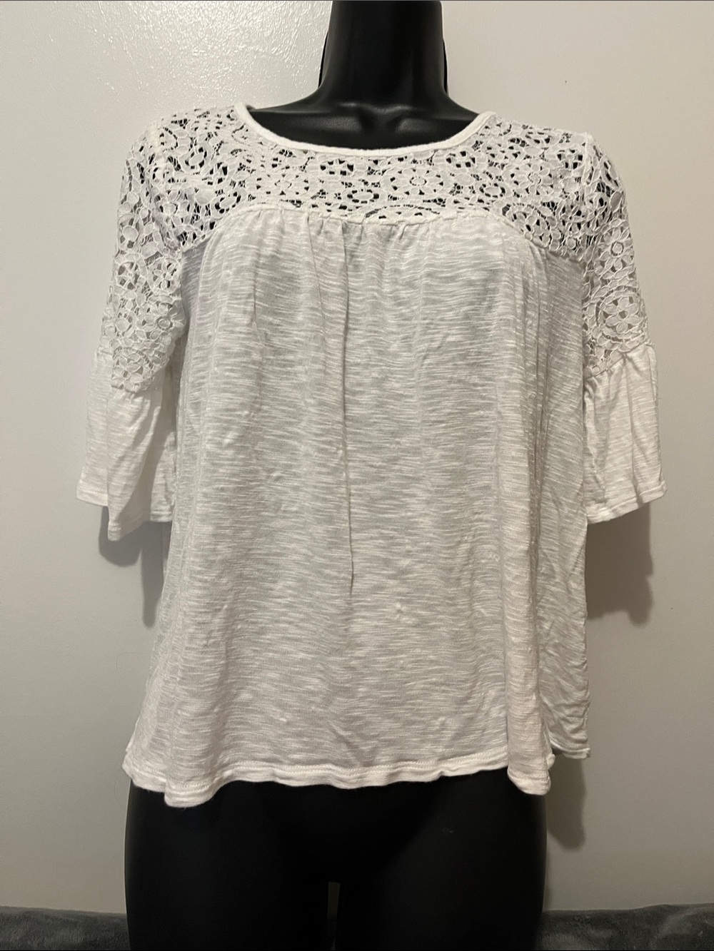 a.n.a White Crochet Yoke Blouse